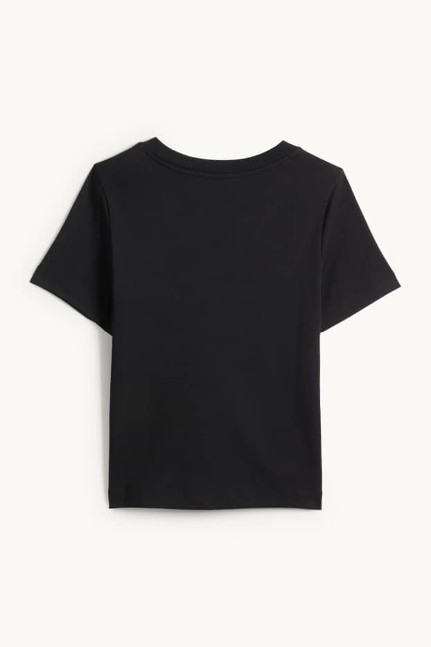 Femmes - T-shirt avec encolure en V - slim fit - noir