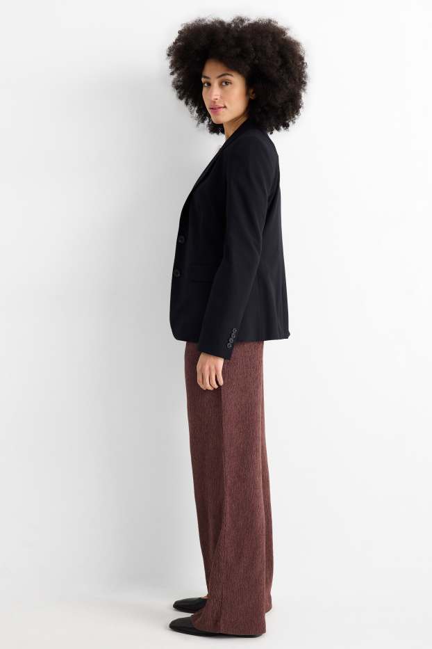 Mujer - Pantalón de jersey - mid waist - wide leg - con textura - marrón