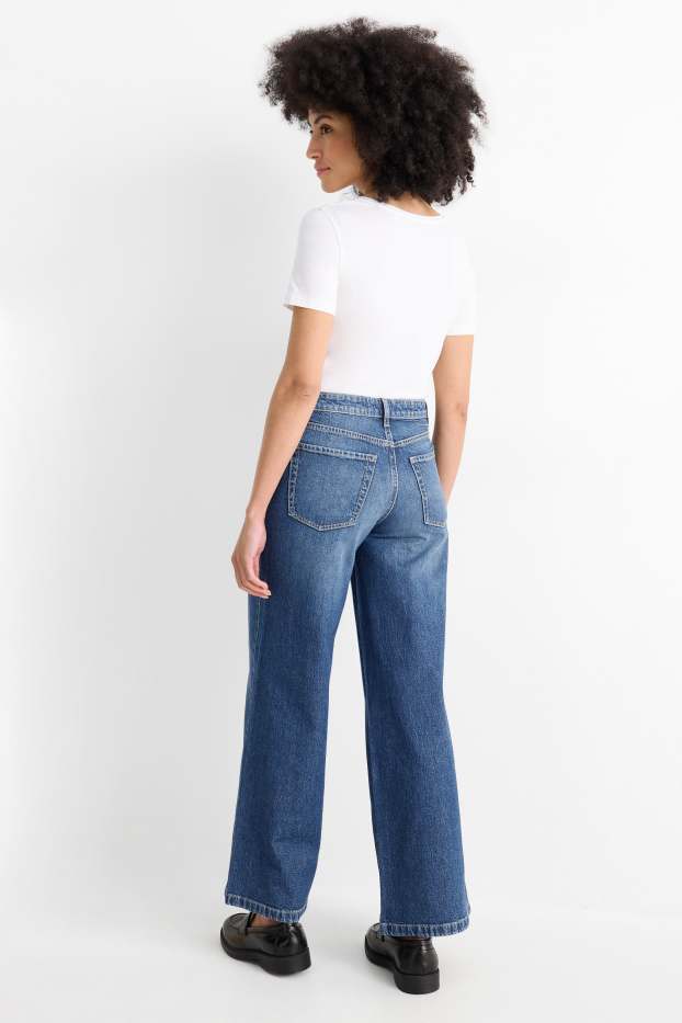 Dámské - Wide leg jeans - mid waist - džíny - modré