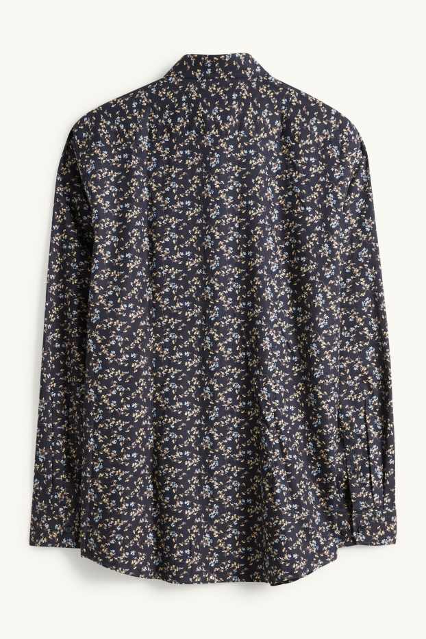 Men - Business shirt - slim fit - kent collar - easy-iron - patterned - dark blue