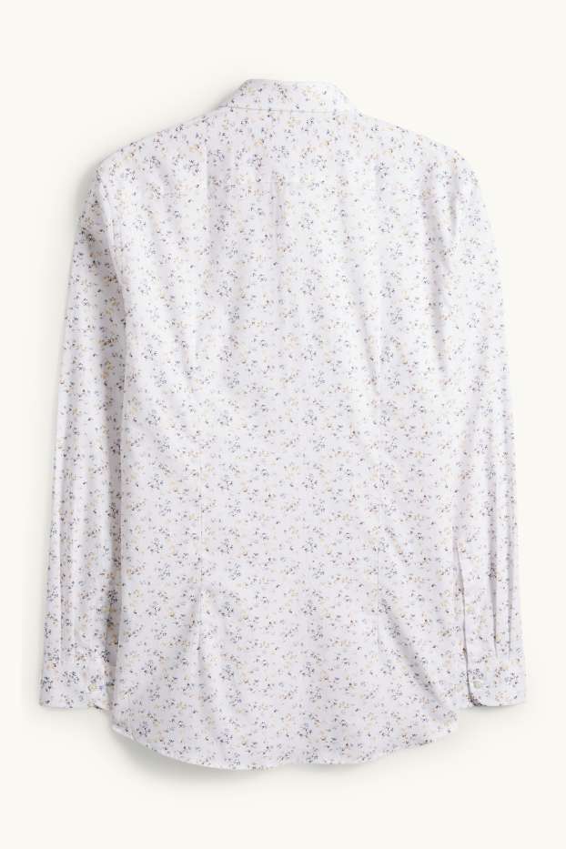 Men - Business shirt - slim fit - kent collar - easy-iron - patterned - white