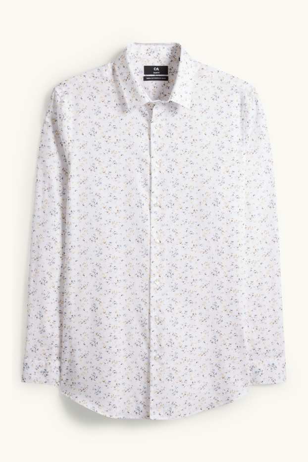Men - Business shirt - slim fit - kent collar - easy-iron - patterned - white