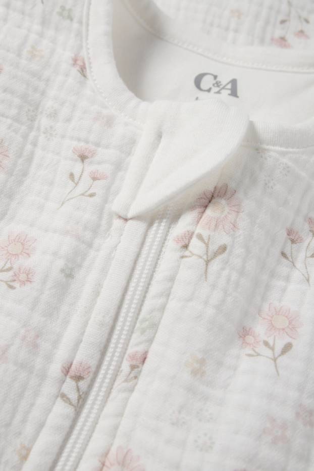 Miminka - dívky - Květiny - spací pytel pro miminka - 6–18 měsíců - bílá