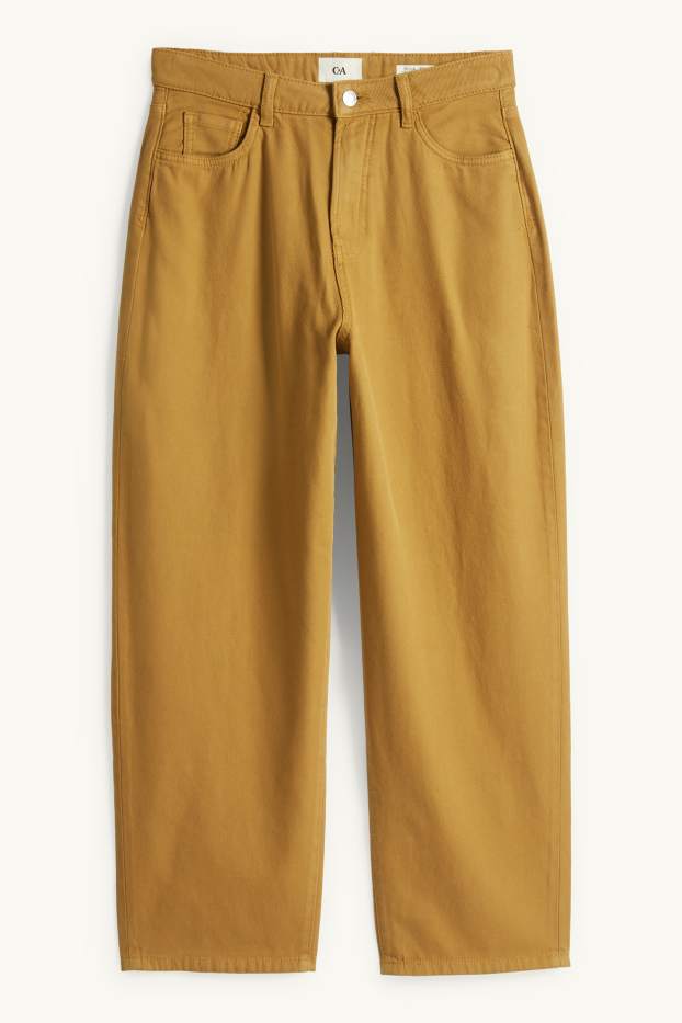 Femei - Pantaloni de stofă - talie înaltă - barrel leg - maro