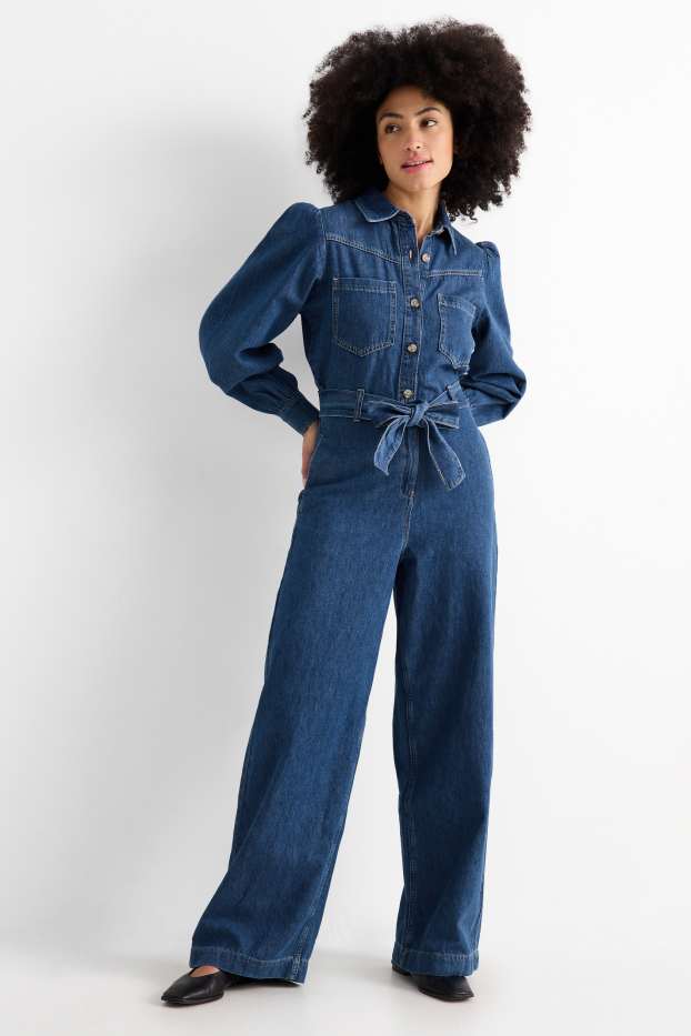 Femmes - Combinaison en jean - jean bleu