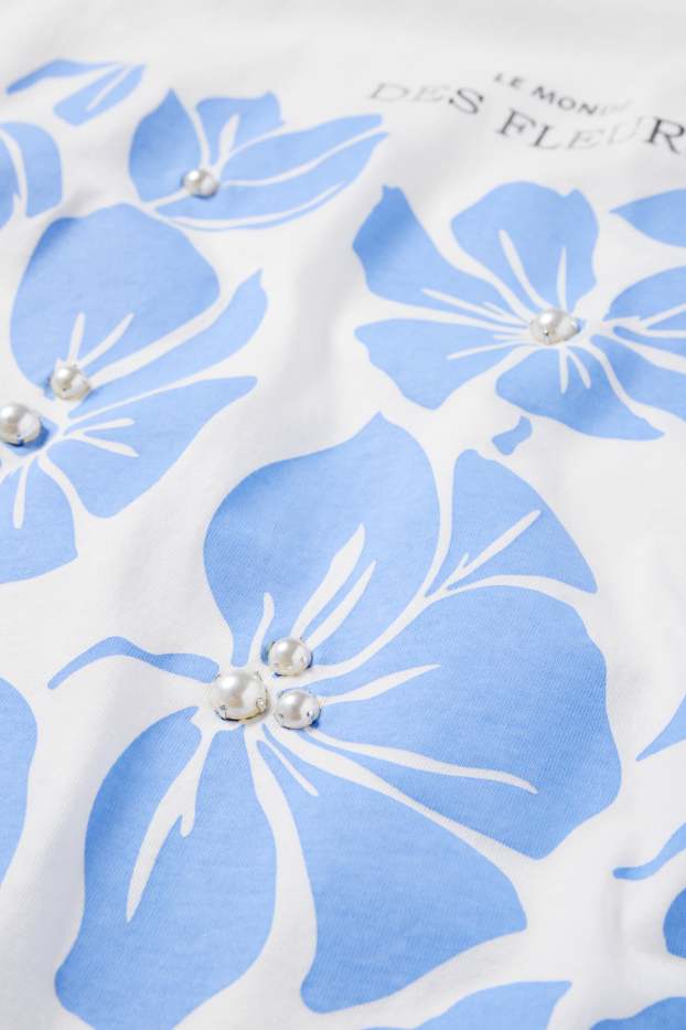 Damen - T-Shirt - Regular Fit - Glanz-Effekt - weiß