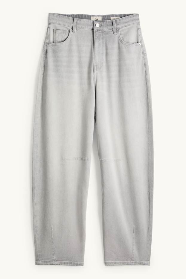 Femmes - Jean ballon - mid waist - jean gris clair