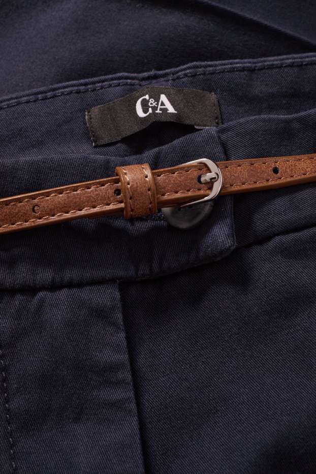 Femmes - Pantalon de toile à ceinture - midwaist - tapered fit - bleu foncé