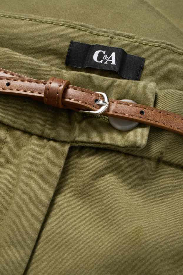 Femmes - Pantalon de toile à ceinture - midwaist - tapered fit - vert