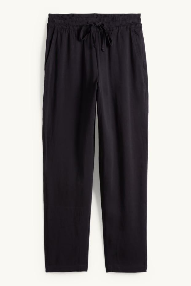 Femei - Pantaloni de stofă - talie înaltă - tapered leg - negru