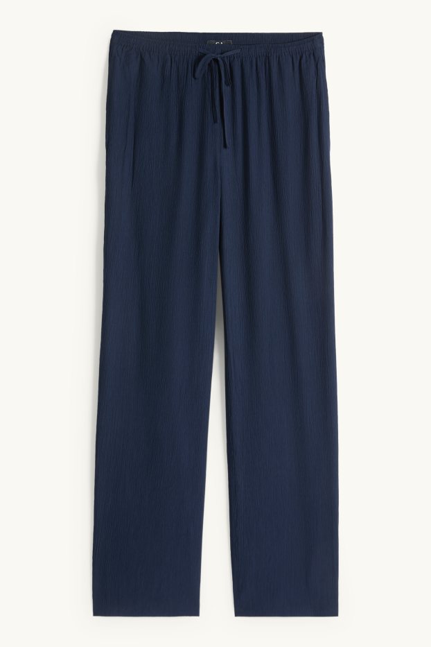 Dames - Pantalon - mid waist - wide leg - donkerblauw