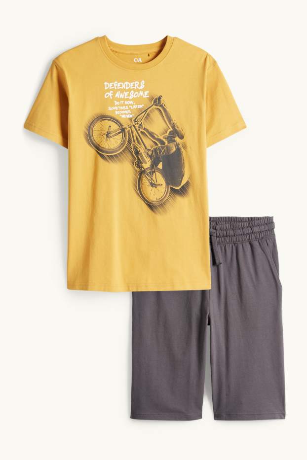 Enfants garçons - BMX - ensemble - T-shirt et short - 2 pièces - orange clair