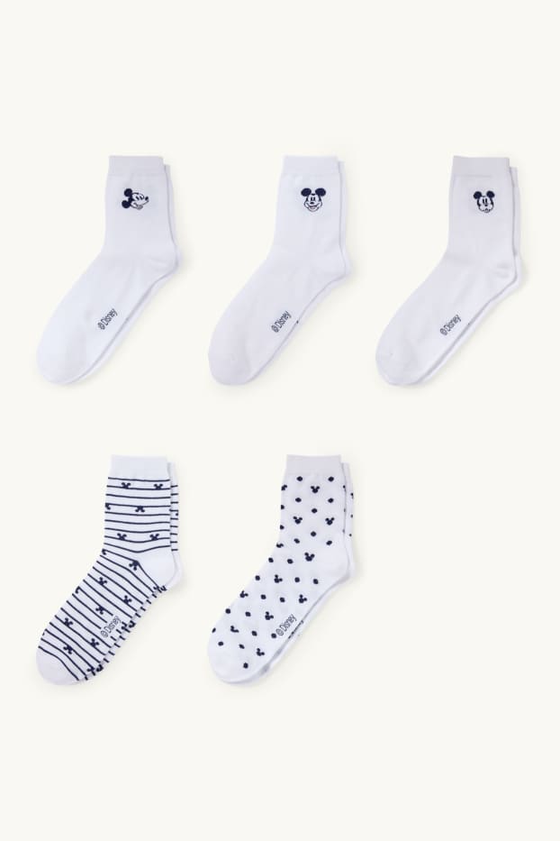 Femmes - Lot de 5 paires - chaussettes à motif - Mickey Mouse - blanc
