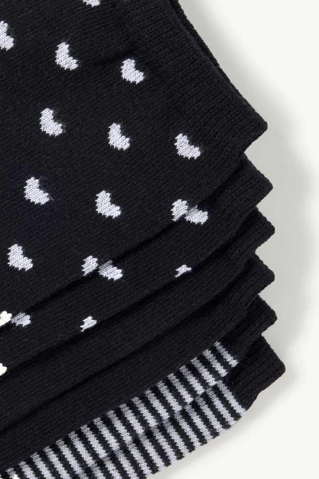 Damen - Multipack 3er - Socken mit Motiv - Herz - schwarz