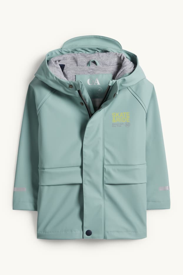 Children Boys - Rain jacket with hood - waterproof - turquoise