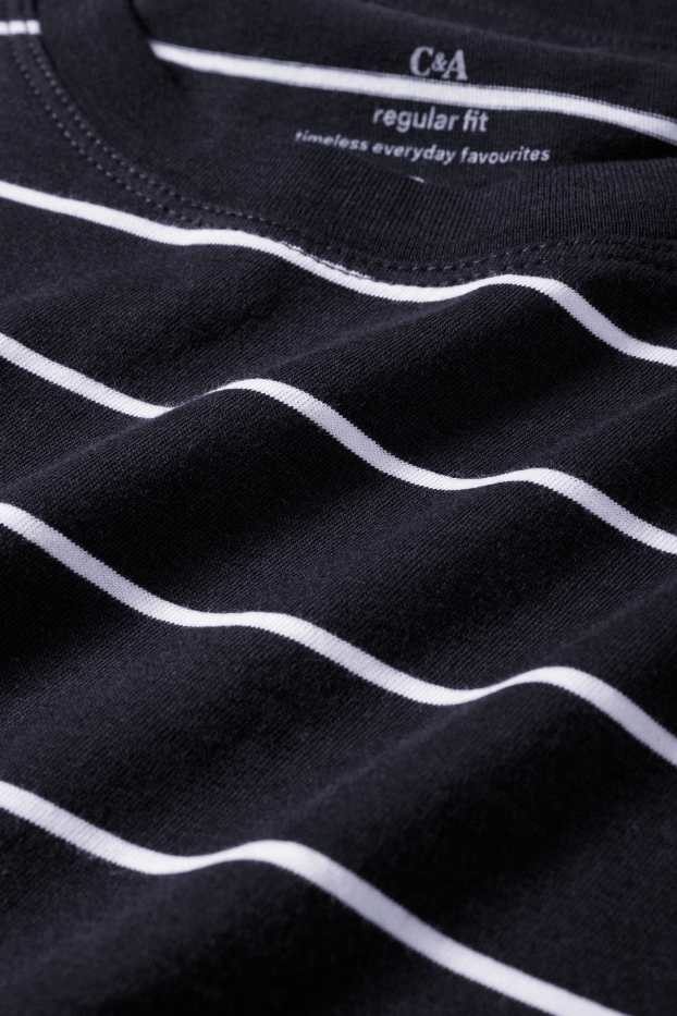 Femmes - T-shirt - regular fit - à rayures - bleu foncé / blanc