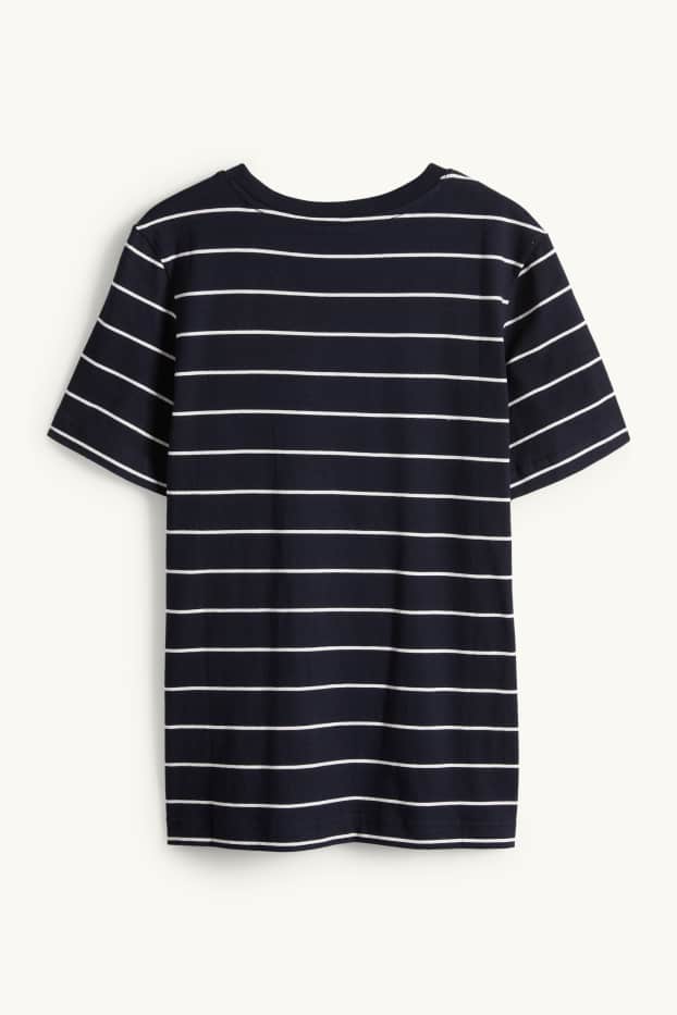 Femmes - T-shirt - regular fit - à rayures - bleu foncé / blanc