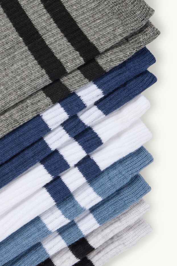 Hommes - Lot de 5 paires - chaussettes de tennis - bleu / gris