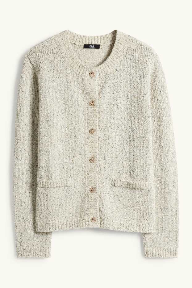Damen - Bouclé-Strickjacke - beige
