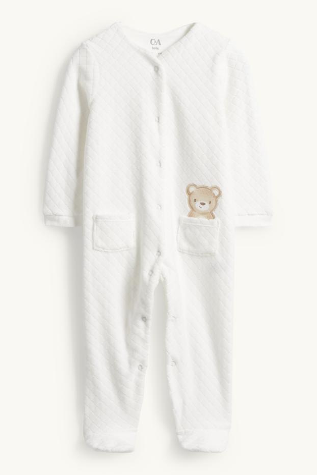 Unisex - Motivo orsacchiotto - pigiama neonati - tessuto tramato - bianco