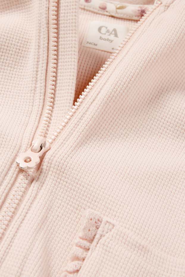 Bebeluși - fete - Hanorac cu fermoar și glugă pentru bebeluși - structurat - roz