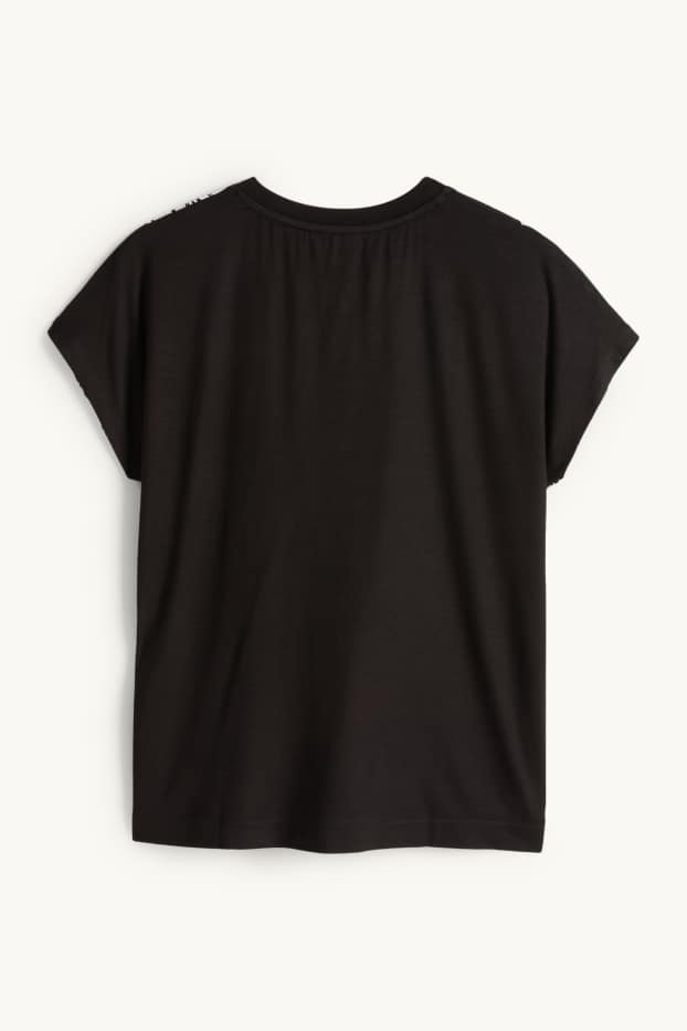 Donna - T-shirt - regular fit - a fiori - nero / bianco