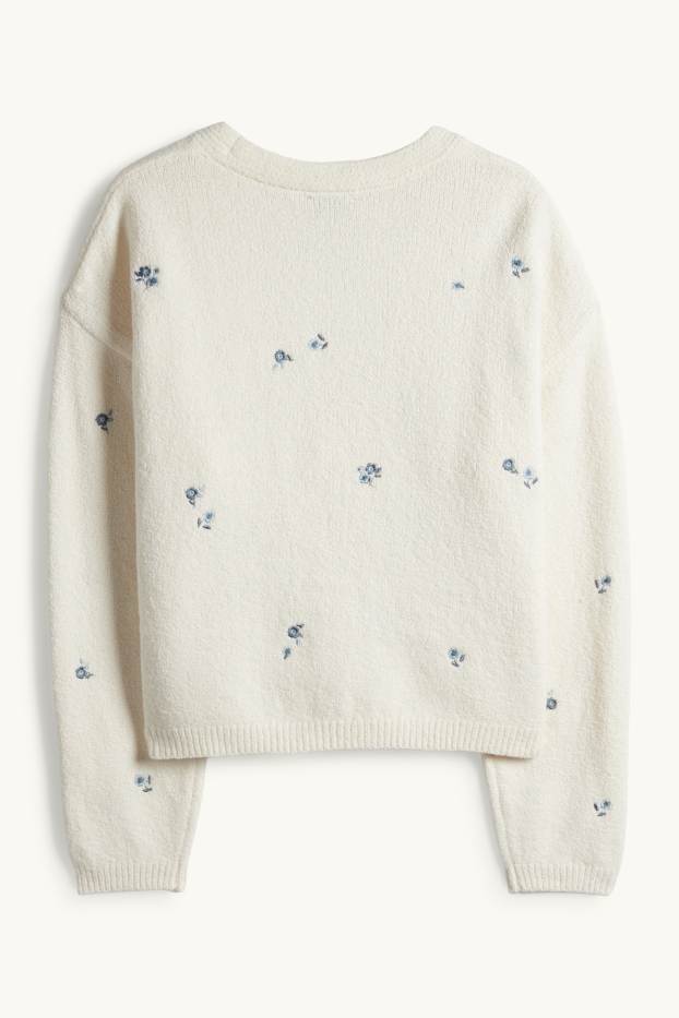 Dames - Vest - gebloemd - crème wit