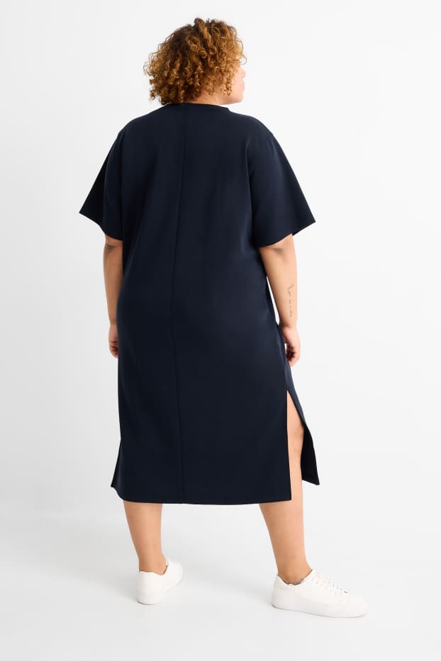 Women - T-shirt dress - straight fit - dark blue