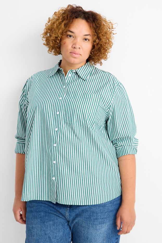 Femmes - Chemisier - à rayures - vert / blanc crème