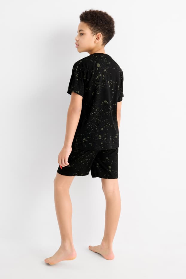 Děti - chlapci - Ježek Sonic - letní pyžamo - 2dílné - červená/černá