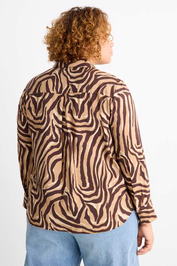 Femmes - Chemisier - à motif - marron / beige