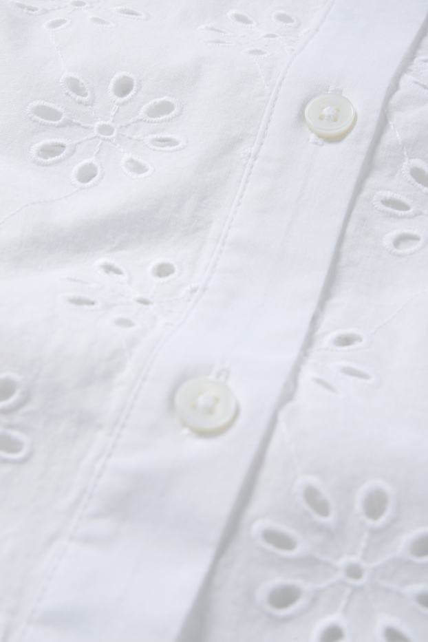 Dames - Blouse - Broderie Anglaise - wit