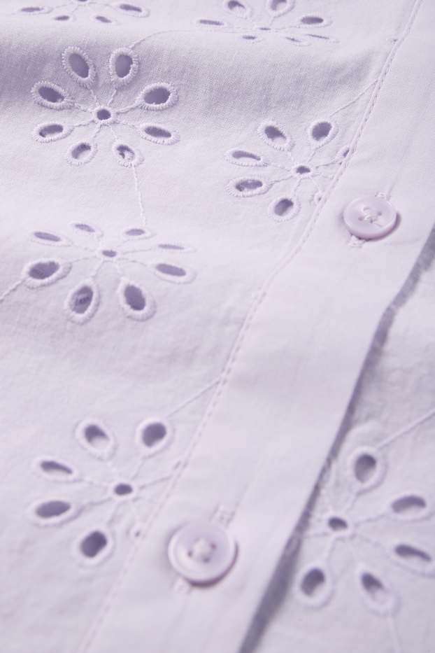 Damen - Bluse - Broderie Anglaise - hellviolett