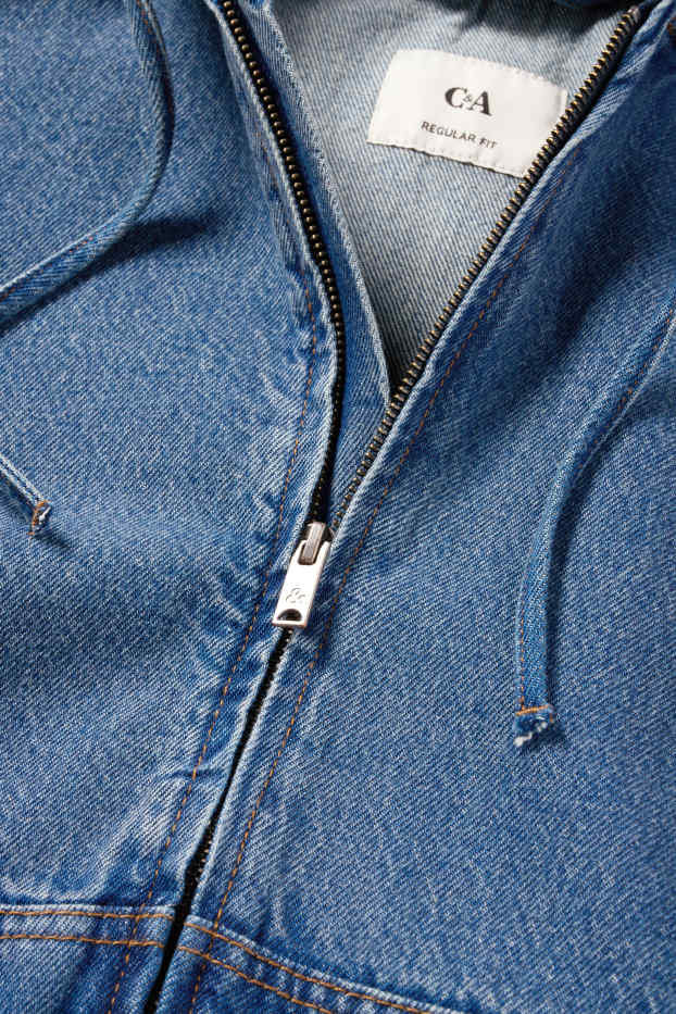 Uomo - Giacca di jeans con cappuccio - jeans blu