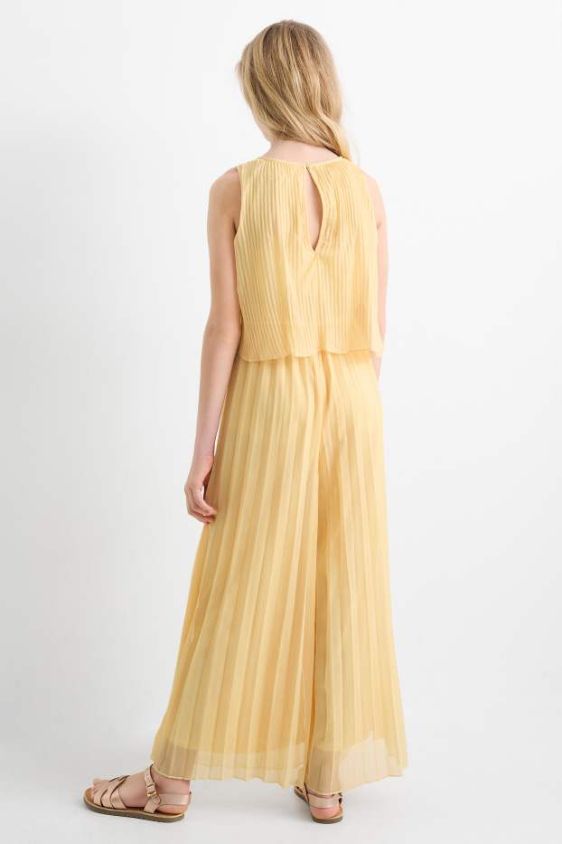 Děti - dívky - Plisovaný overal - s třpytivými efekty - žlutá