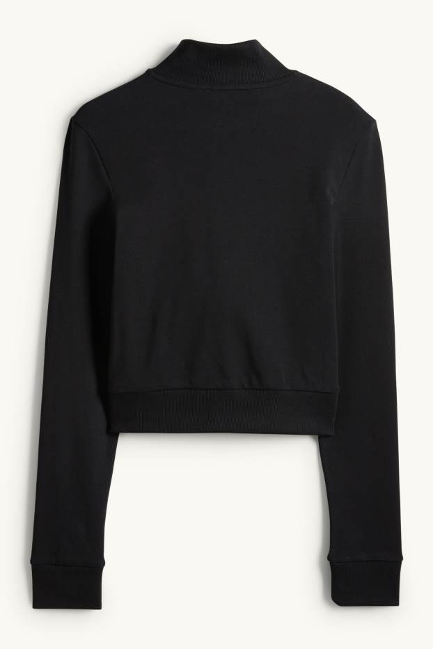 Dames - Kort sweatvest - zwart