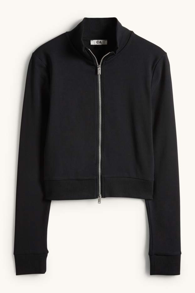 Dames - Kort sweatvest - zwart