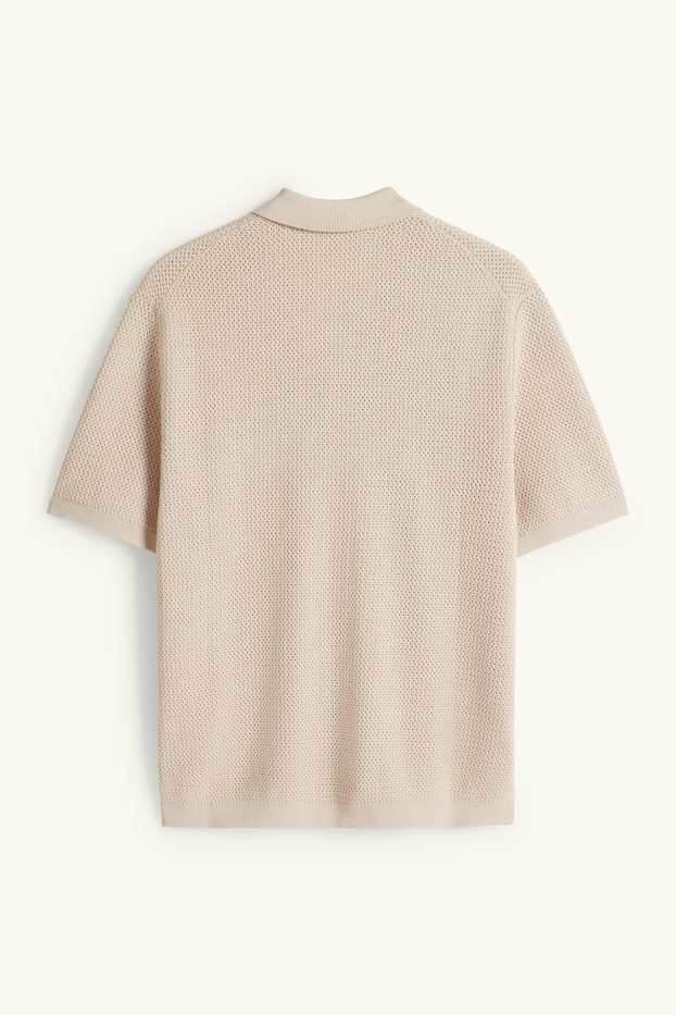 Uomo - Camicia in maglia - regular fit - revers - beige chiaro