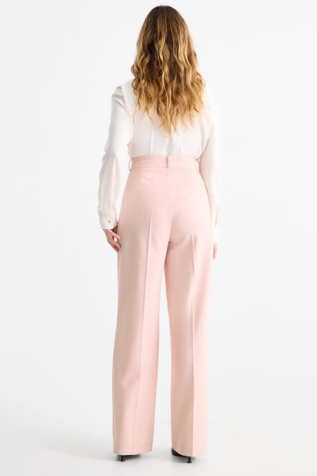 Femmes - Pantalon de bureau - high waist - regular fit - rose