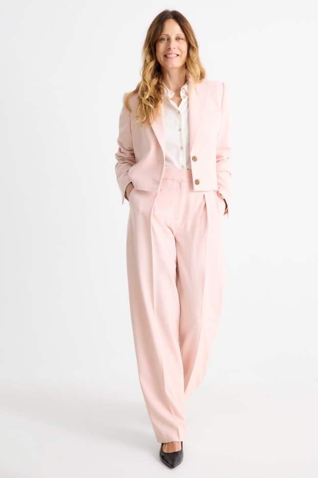 Femmes - Pantalon de bureau - high waist - regular fit - rose