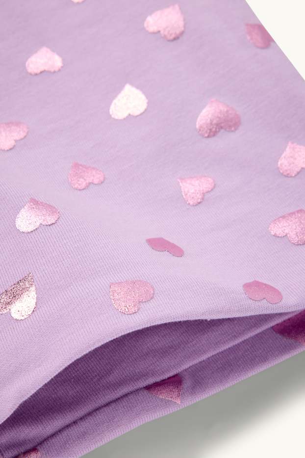 Děti - dívky - Srdíčka - tunelová šála - s třpytivými efekty - světle fialová