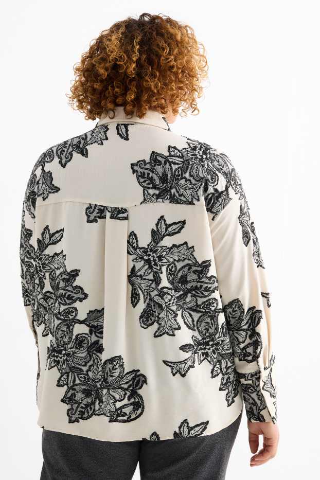 Femmes - Chemisier - à fleurs - finition texturée - noir / beige