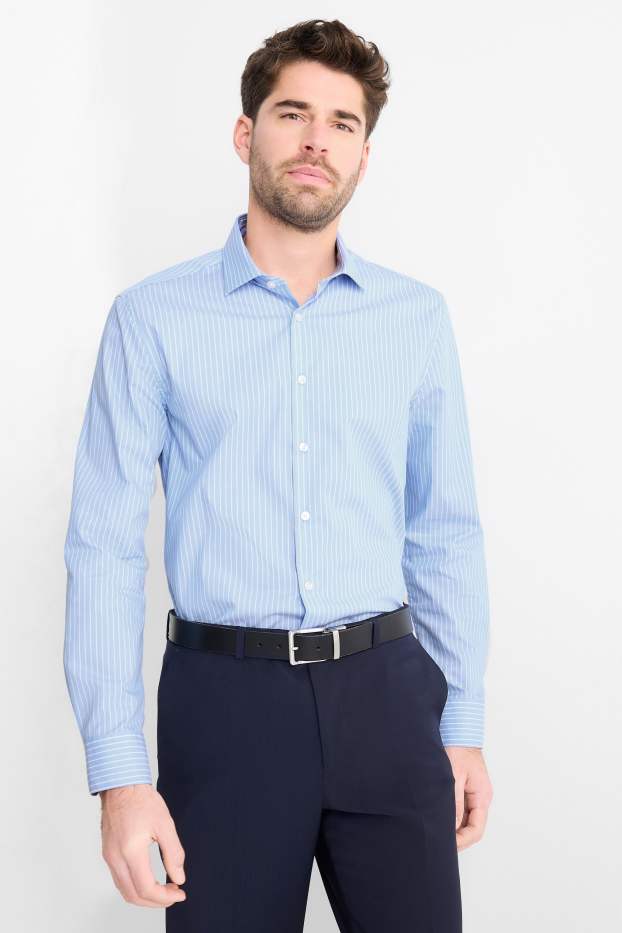 Home - Camisa formal - slim fit - Kent - no requereix planxada - de ratlles - blau clar