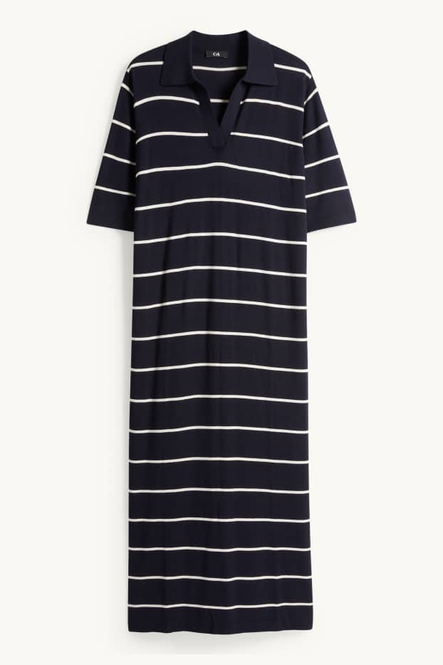 Donna - Vestito in maglia - straight fit - a righe - blu scuro