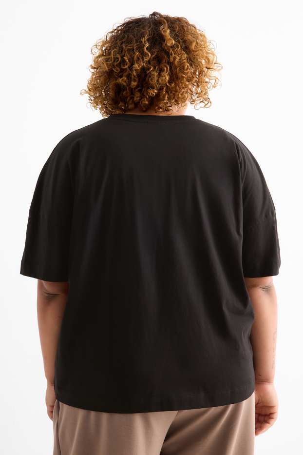 Damen - T-Shirt - Regular Fit - Glanz-Effekt - Peanuts - schwarz