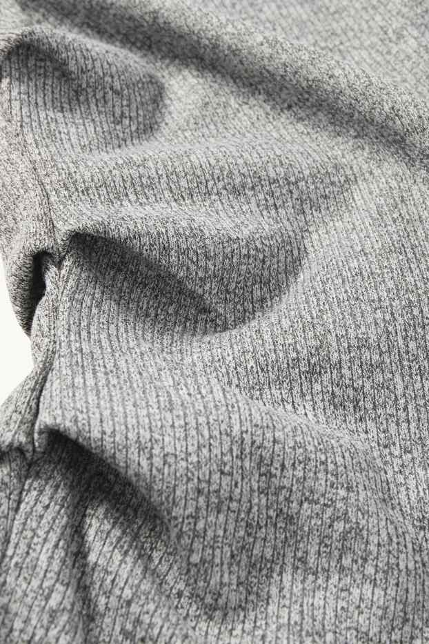 Damen - Langarmshirt - Slim Fit - gerippt - grau