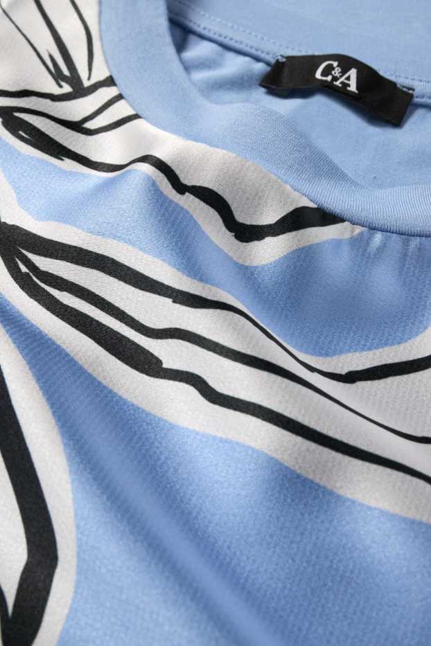 Femei - Tricou - regular fit - cu flori - albastru deschis