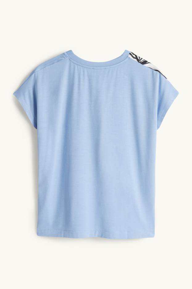 Femei - Tricou - regular fit - cu flori - albastru deschis