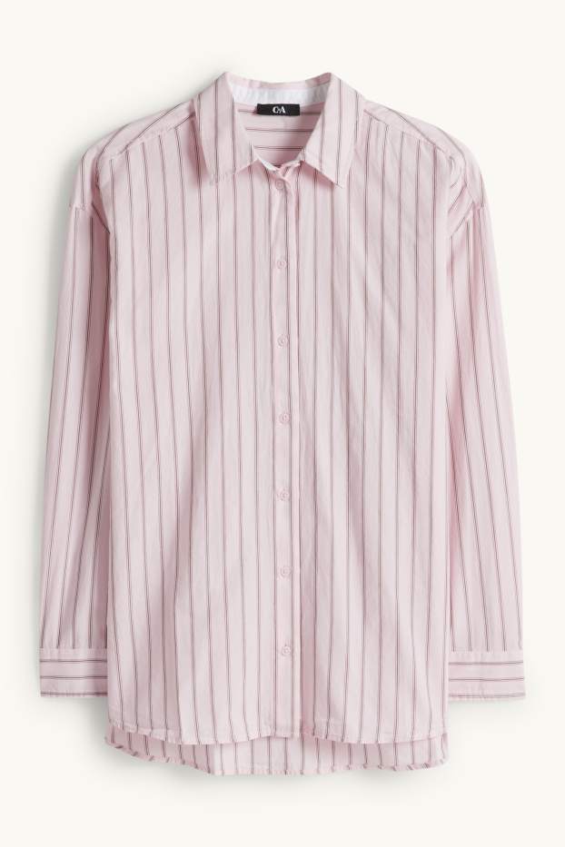 Damen - Bluse - gestreift - rosa