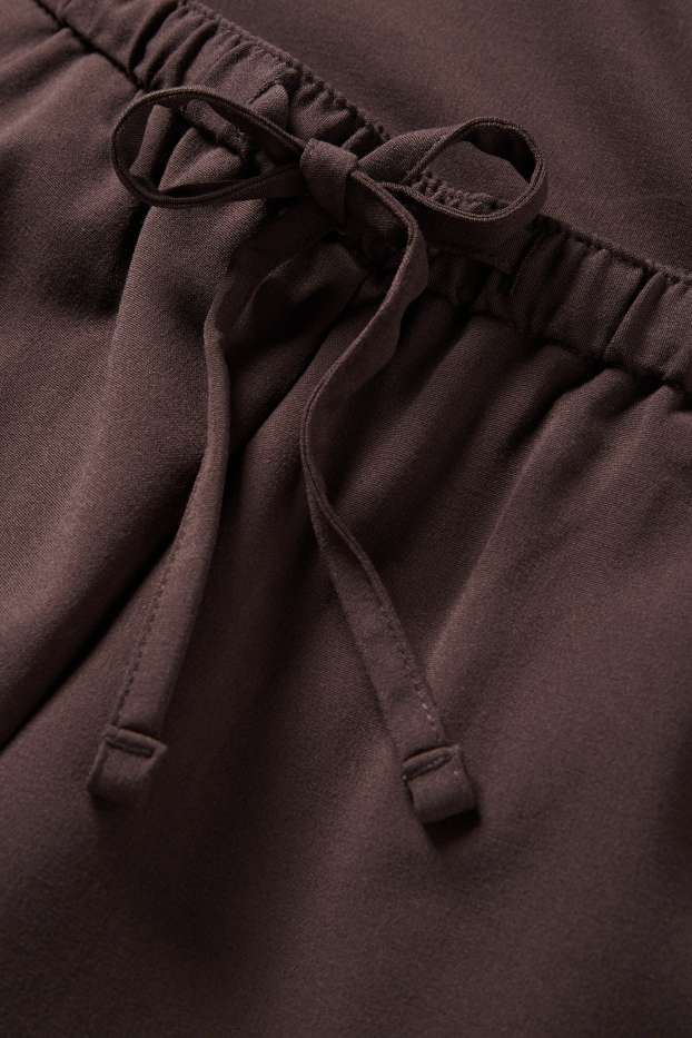 Damen - Stoffhose - Mid Waist - Wide Leg - dunkelbraun